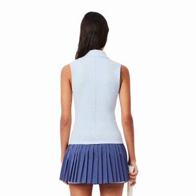 Polo Lacoste Tight Fit Azul Claro Mujer