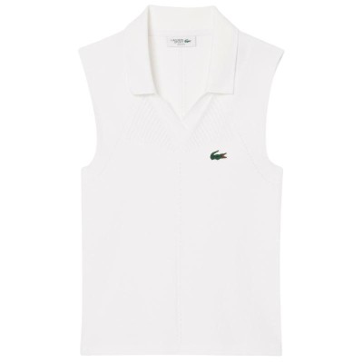 Polo Lacoste Tight Fit Blanco Mujer