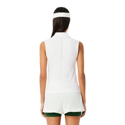 Polo Lacoste Tight Fit Blanco Mujer