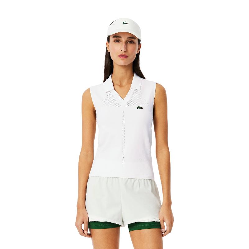 Polo Lacoste Tight Fit Blanco Mujer