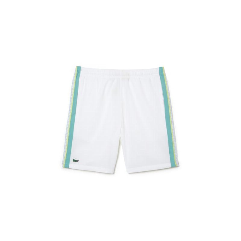 Short Lacoste Poliester Reciclado Blanco Verde - Barata Oferta Outlet