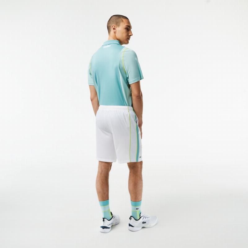 Short Lacoste Poliester Reciclado Blanco Verde - Barata Oferta Outlet