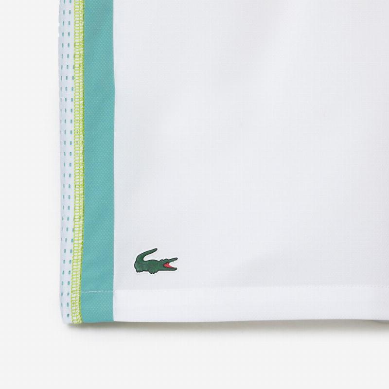 Short Lacoste Poliester Reciclado Blanco Verde - Barata Oferta Outlet