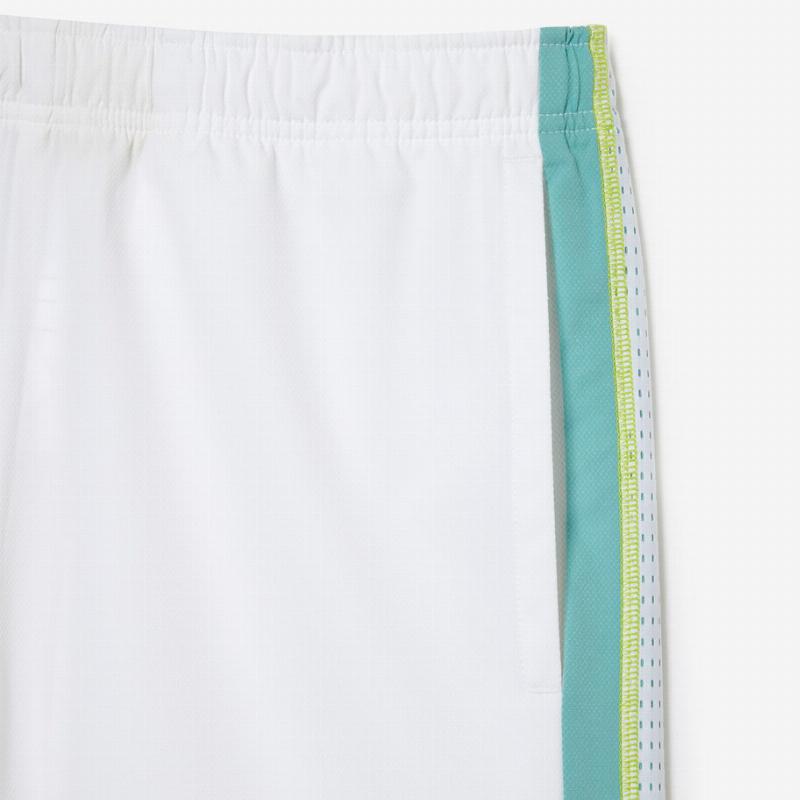 Short Lacoste Poliester Reciclado Blanco Verde - Barata Oferta Outlet