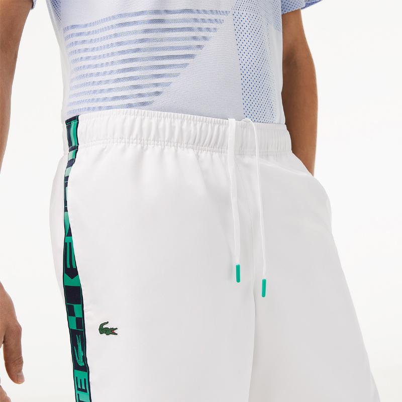 Short Lacoste Sport Rayas Laterales Blanco Verde - Barata Oferta Outlet