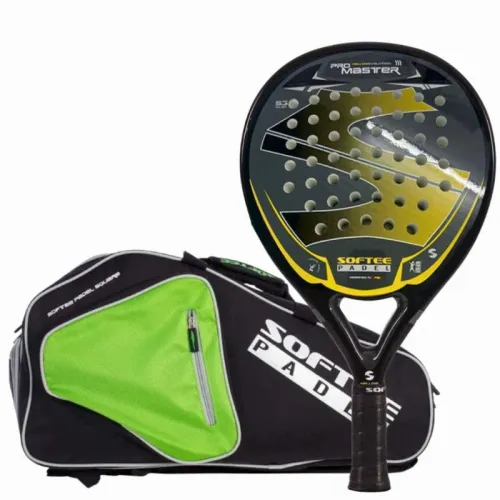Pack Softee Pro Master Evolution Yellow Paddle com Saco de Raquete de Padel