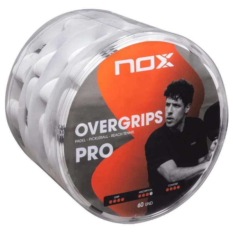 Nox Pro Smooth White Overgrips Drum 60 Units