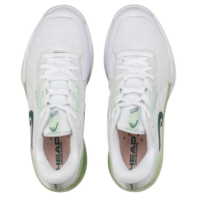 Head Sprint Pro 4.0 Clay White Light Green Women''s Sneakers