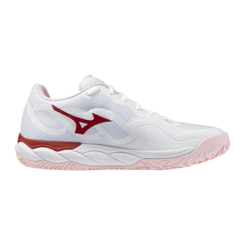 Zapatillas de Padel Mizuno Wave Enforce Court Clay Blanco Rojo Mujer