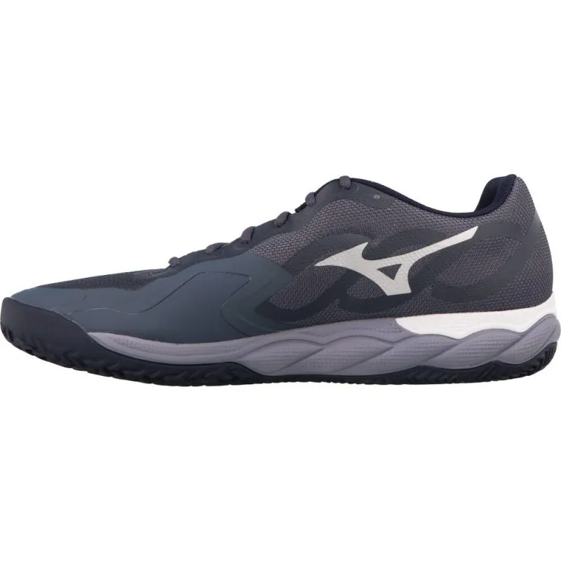Mizuno Wave Enforce Court Clay Gray White Blue Sneakers