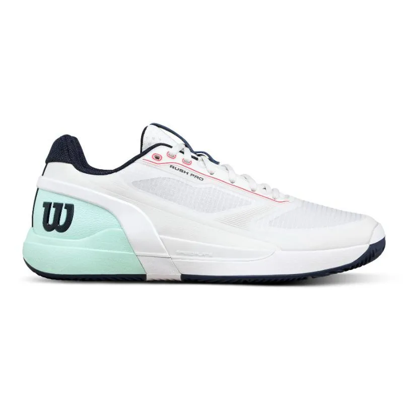 Wilson Rush Pro 5 Clay White Aquamarine Sneakers