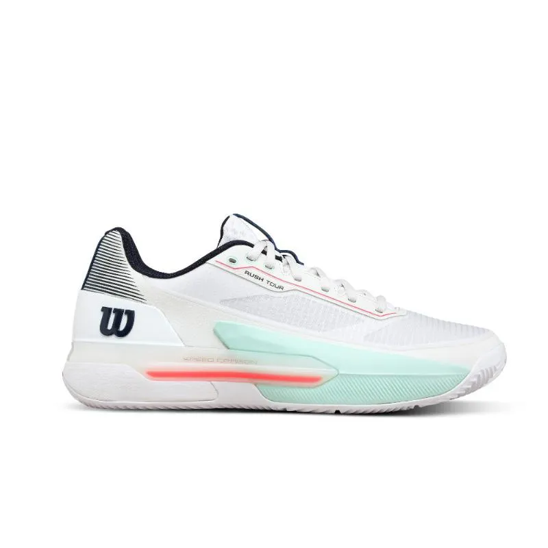 Wilson Rush Tour 5 Clay White Aqua Coral Sneakers