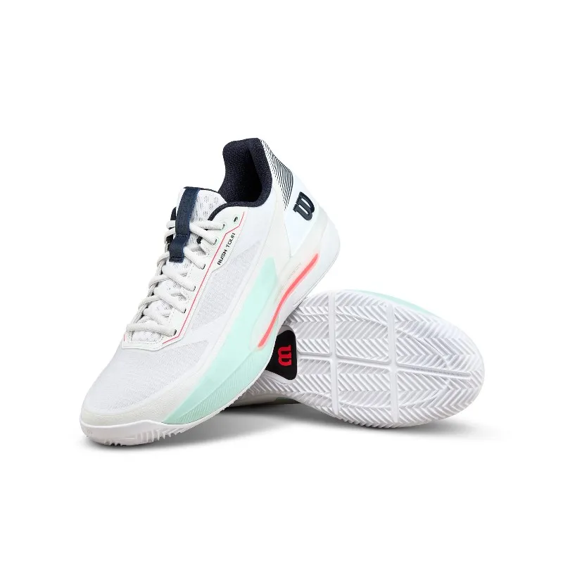 Wilson Rush Tour 5 Clay White Aqua Coral Sneakers